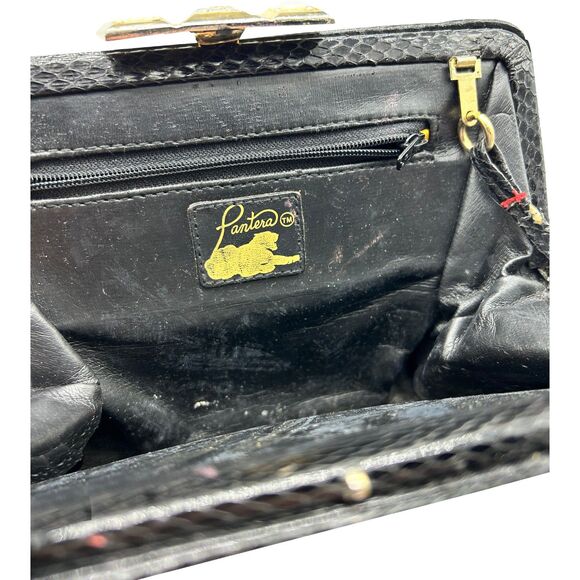 1960's Black Snakeskin Evening Bag - Picture 6 of 6